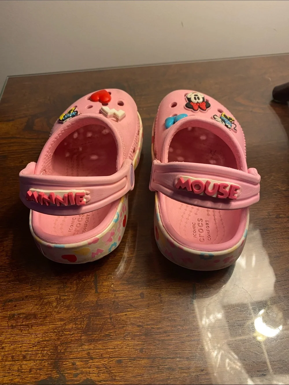 CROCS Pink Kids Slip-On Clogs with Minnie Mouse Charms